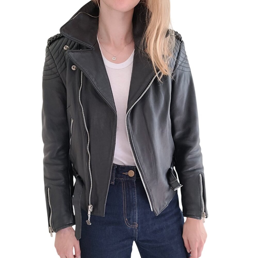 Hein Gericke HARLEY DAVIDSON Moto Jacket Vtg 80s Women's Lined Slim Cut Leather - Picture 3 of 16